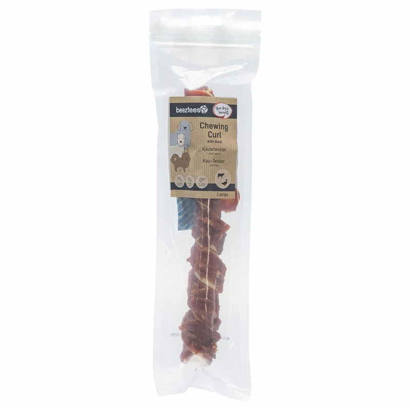Beeztees Rinderhaut Kau-Twister - Ente - 25 cm - Hundesnack Kausnack Leckerli