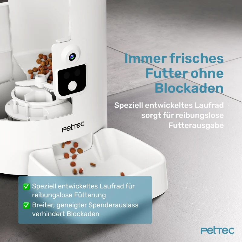 PetTec Cam Buddy inkl. automatischer Futterautomat für Katzen und Hunde