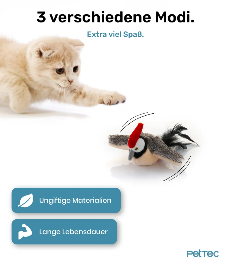 PetTec interaktives Plüschtier für Katzen - Specht