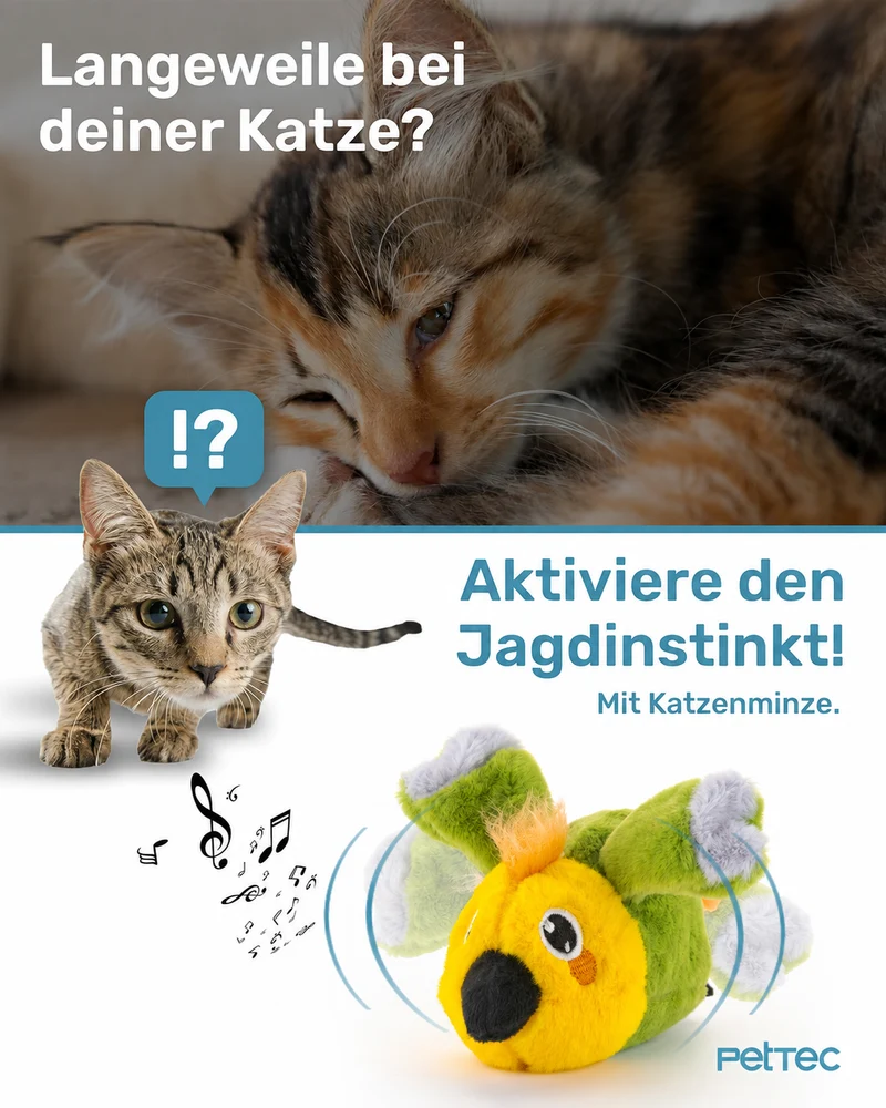 PetTec interaktives Plüschtier für Katzen - Papagei