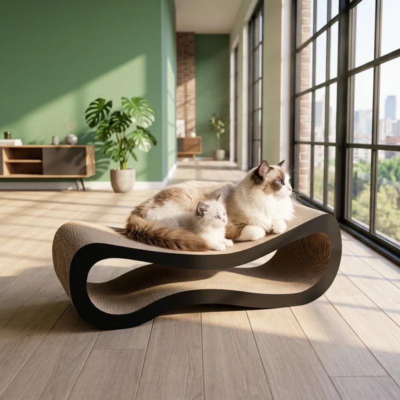 DENISE XL Katzenmöbel – Modernes Designer-Kratzmöbel aus Premium-Wellpappe