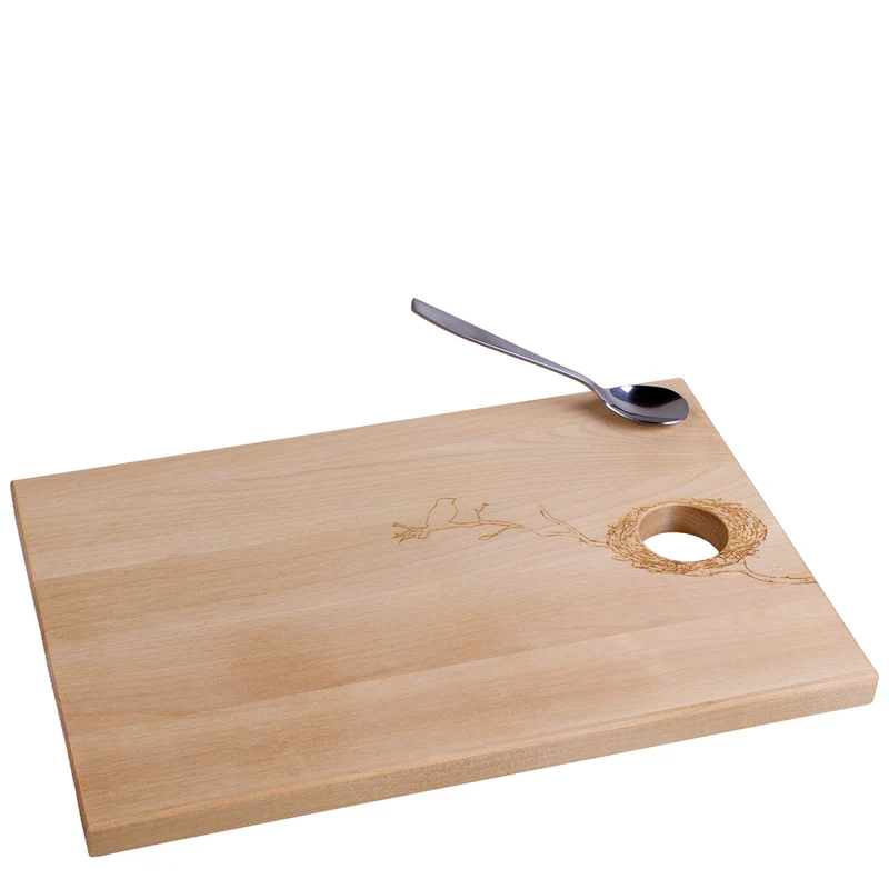 Frühstücksbrett Nest – Frühstücksbrett mit Eierablage & Magnet für Löffel