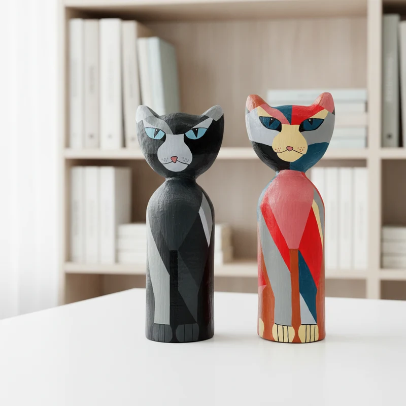Spardose Katze – Handbemalte Spardose aus Papiermaché | Bunt & Grau