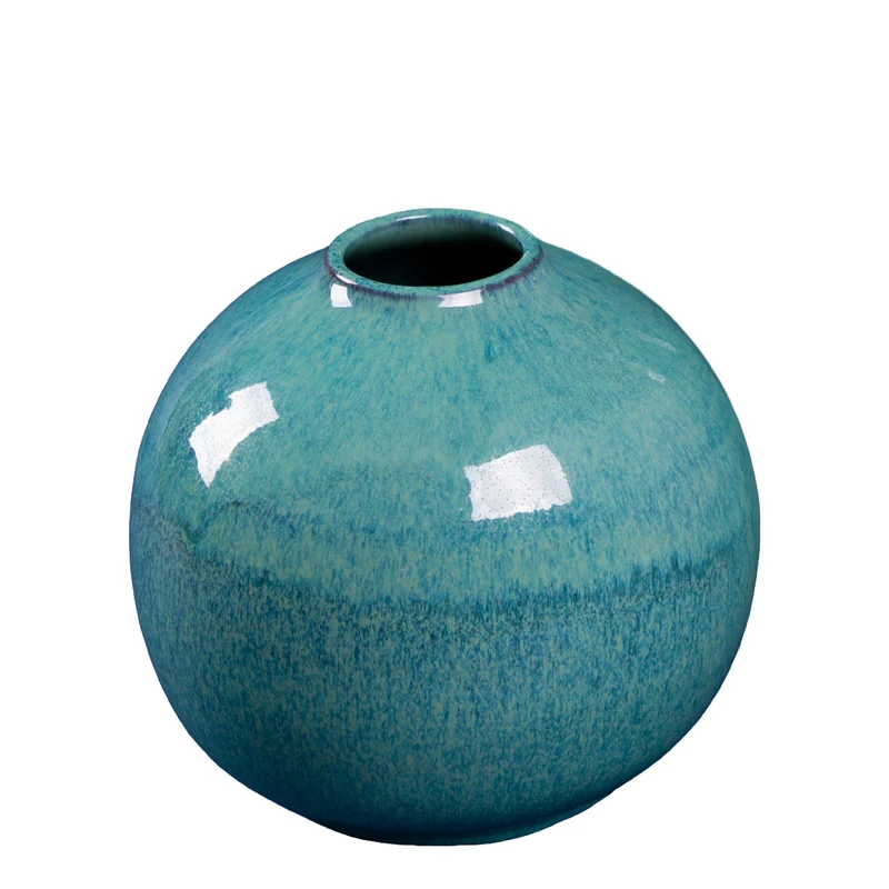 Vase Carla – Kugelige Vase aus Steinzeug | Ø20cm | Grau/Asche & Grau/Meergrün