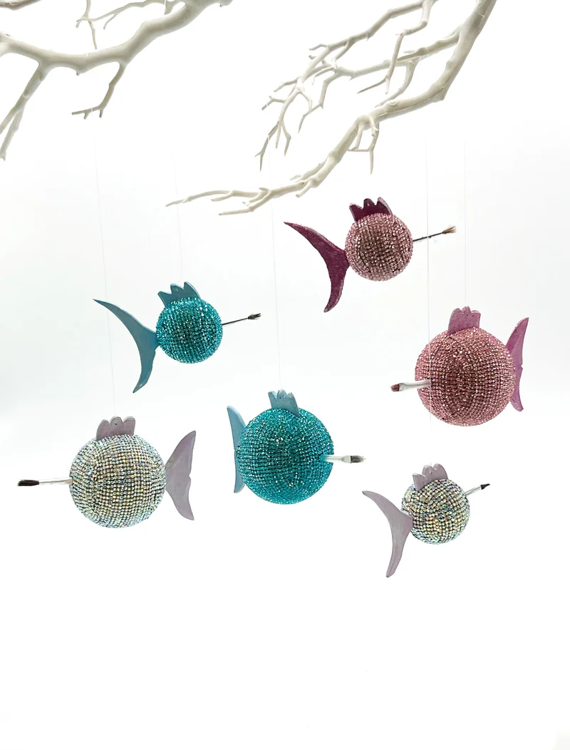 Kugelfisch Rudi – Handbemalte Deko-Figur aus Kaltschaum | 4cm & 6cm