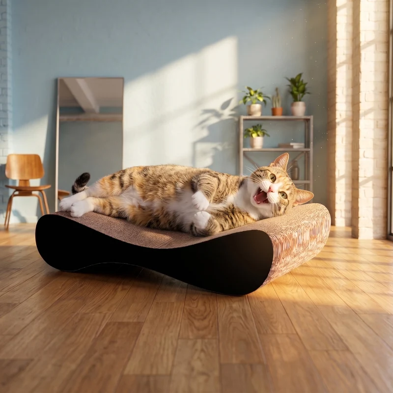 Kleines Katzenmöbel für gesunde Krallen ANDRÉ aus Kratzpappe