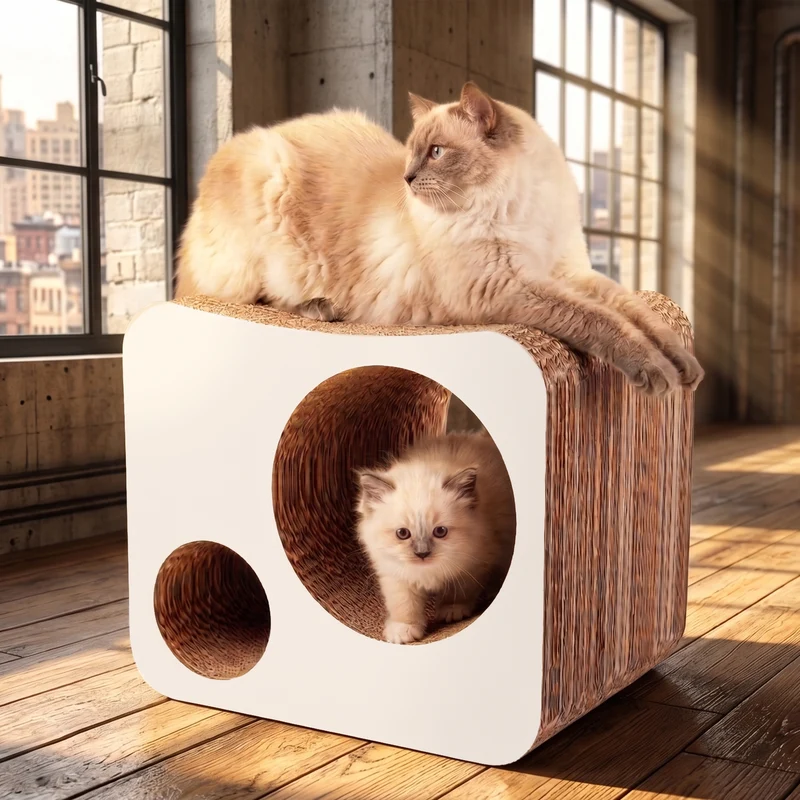 Premium Kratzmöbel & Katzentunnel für Katzen RONNY von Blumenfisch Katzenhöhle