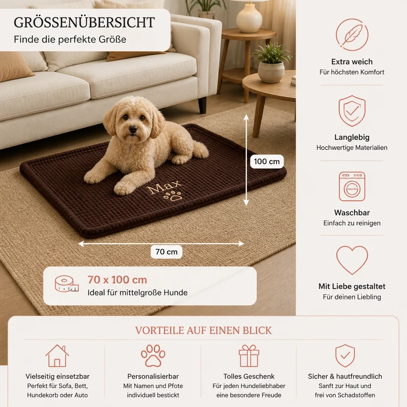 Personalisierte Flauschige Hundedecke Mit Individueller Stickerei