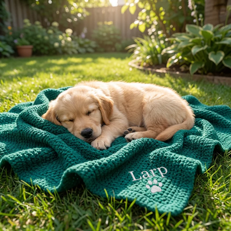 Personalisierte Flauschige Hundedecke Mit Individueller Stickerei