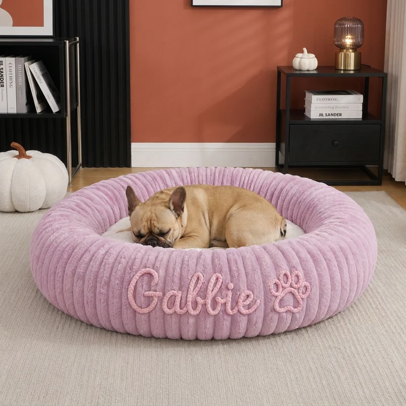 Personalisiertes Rundes Flauschiges Hundebett