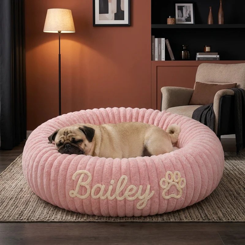 Personalisiertes Rundes Flauschiges Hundebett