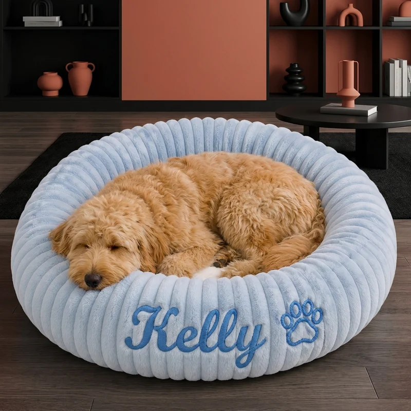 Personalisiertes Rundes Flauschiges Hundebett