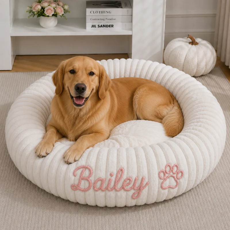 Personalisiertes Rundes Flauschiges Hundebett