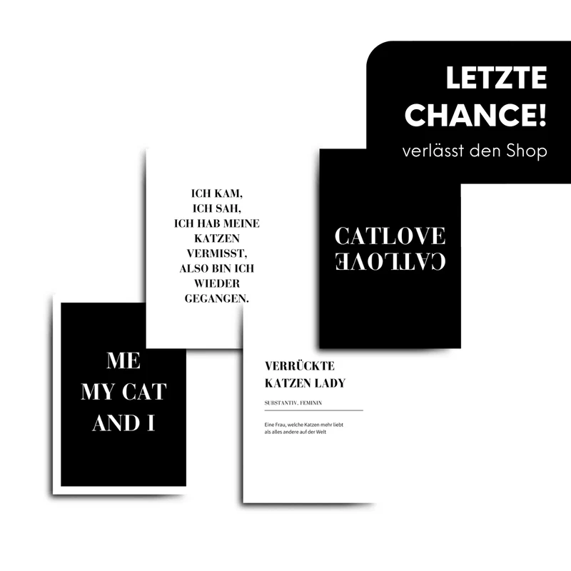 Postkarten schwarz - 4er Set