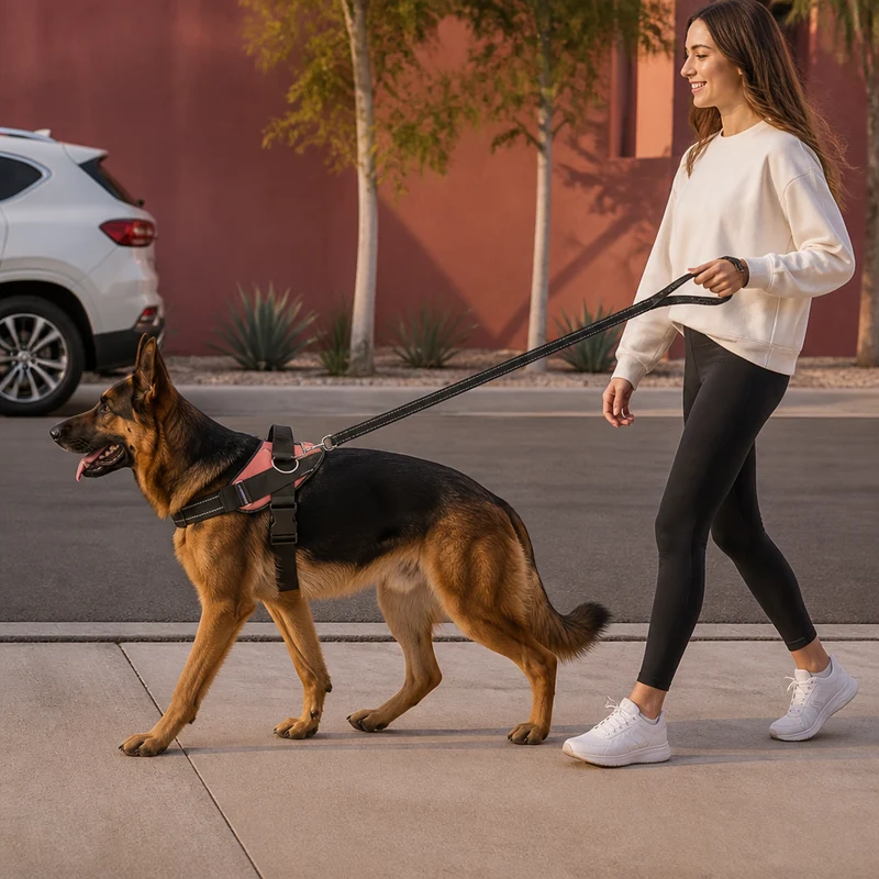 Reflektierendes verstellbares Hundegeschirr mit 3 Leinenclips – Gepolstert für Spaziergänge & Training