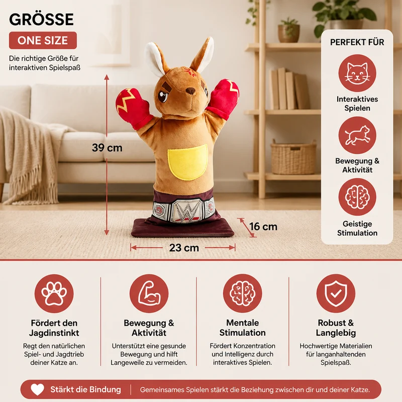 Interaktives Känguru-Box-Handpuppen-Spielzeug für Katzen