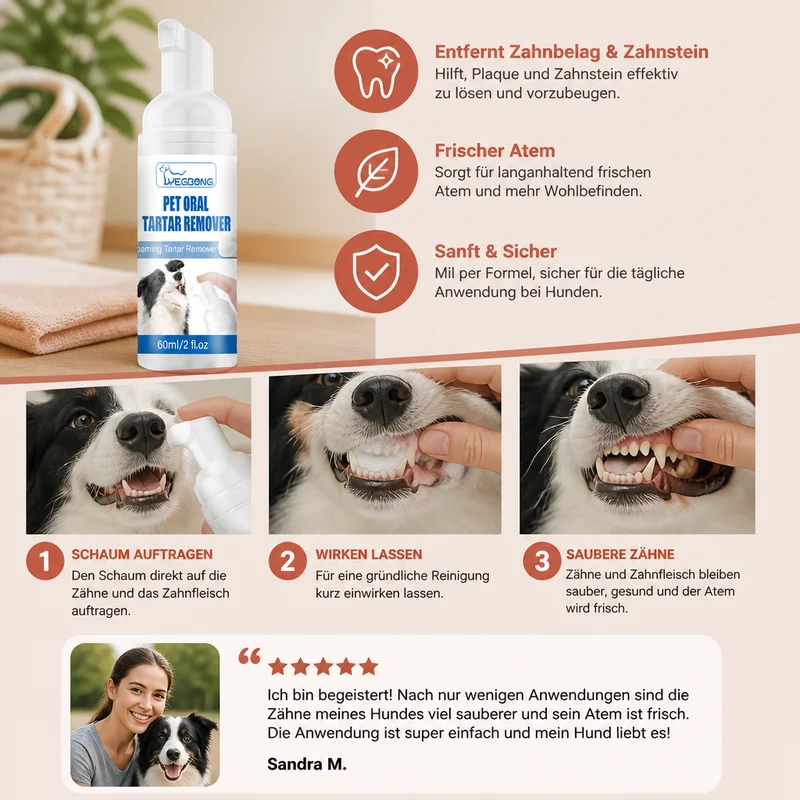 Zahnreinigungsschaum für Hunde – Für sauberere Zähne & frischen Atem