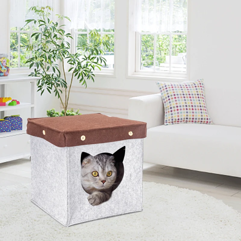 nobleza Katzenhaus Quadratisch aus Filz – Komfortables Katzenzelt