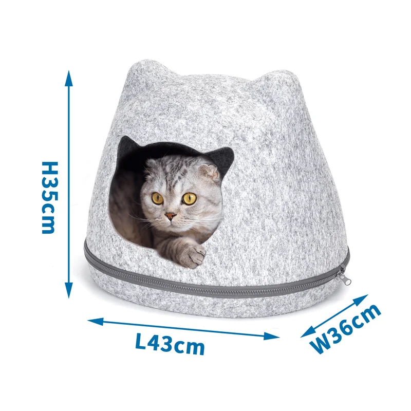 nobleza Katzenhaus mit Katzenohren aus Filz - Gemütliche Höhle für Katzen