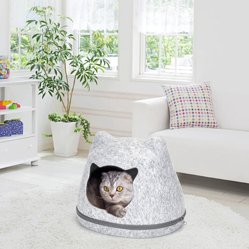 nobleza Katzenhaus mit Katzenohren aus Filz - Gemütliche Höhle für Katzen