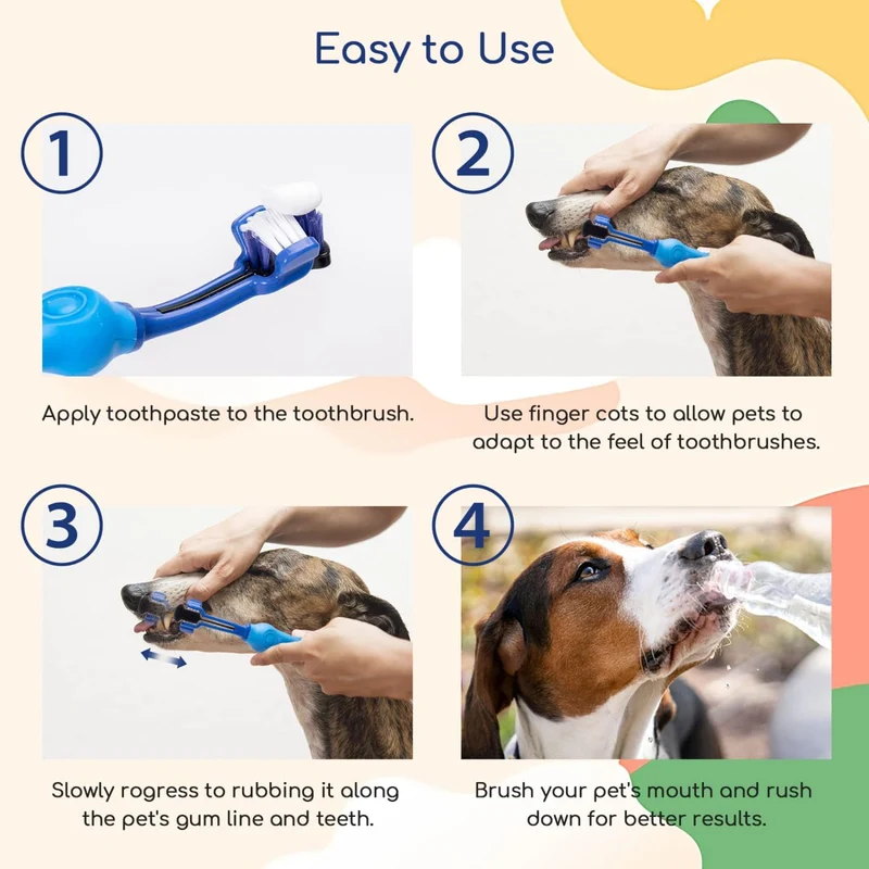 nobleza 2-in-1 Zahnpflegeset für Hunde Zahnbürste & Fingerzahnbürsten