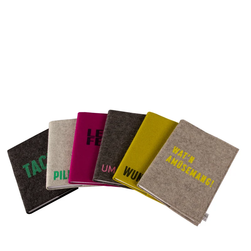 Skizzenbuch A5 "Typo" mit Wollfilz-Einband & Slogans