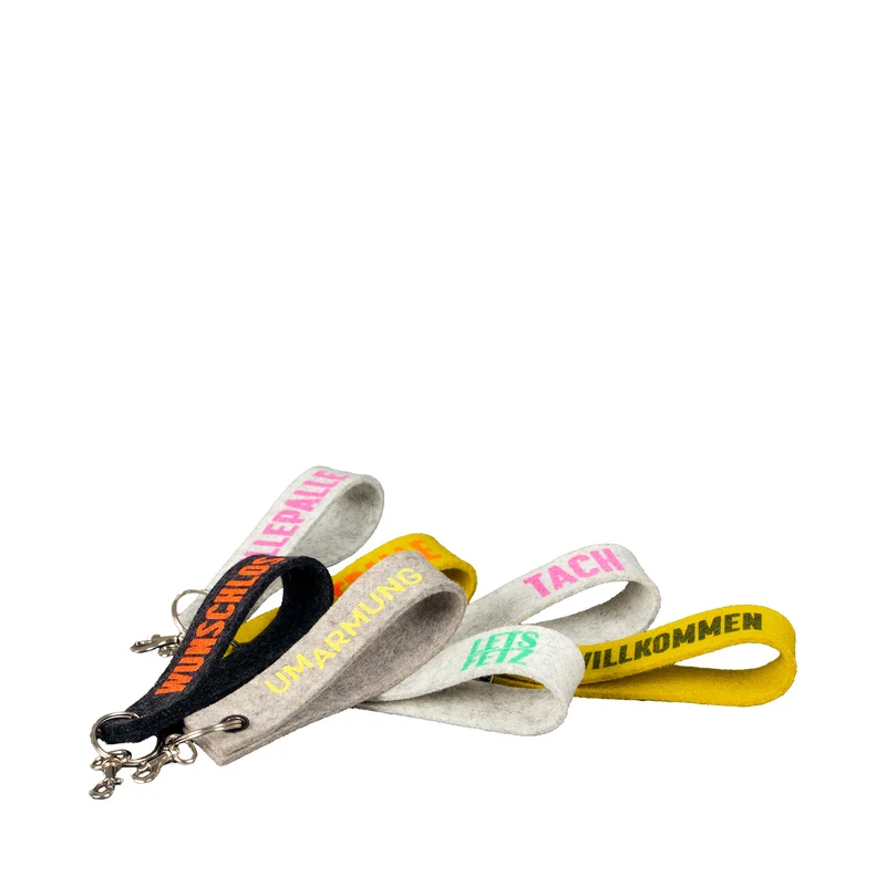 Schlüsselband Typo – Handgefertigtes Schlüsselband mit Karabiner