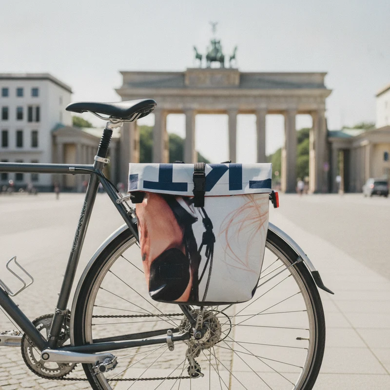 Fahrradtasche Flink – Upcycling Gepäcktasche aus Werbebannern | 45cm