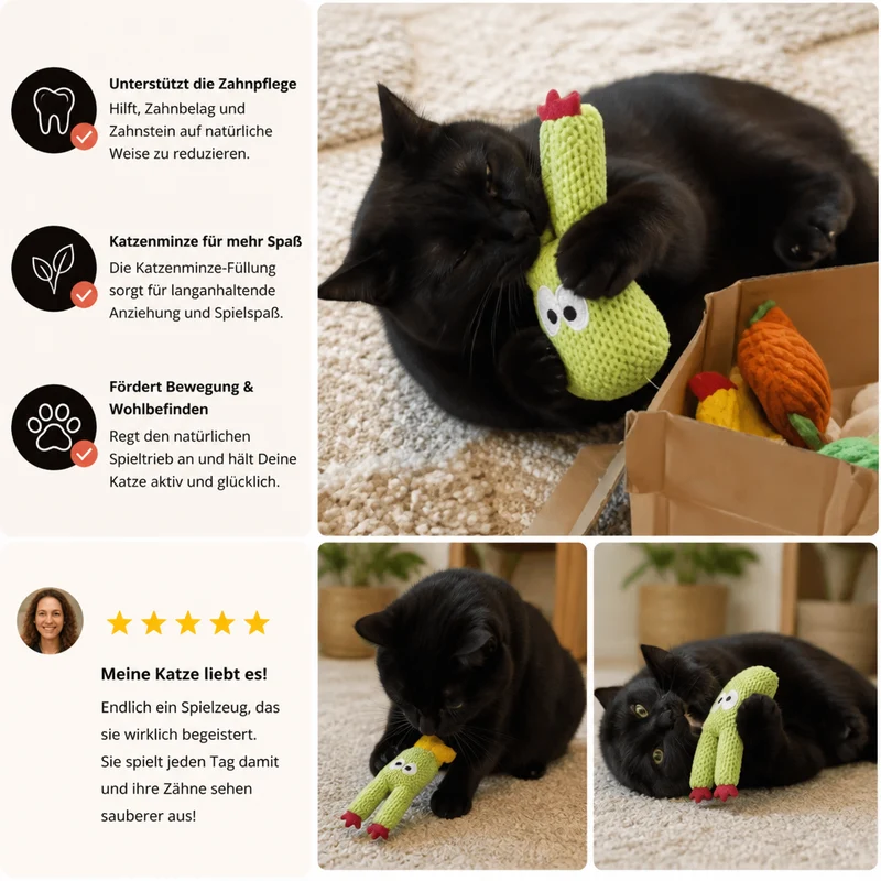 Mit Katzenminze gefülltes Kaktus-Zahnpflegespielzeug für Katzen
