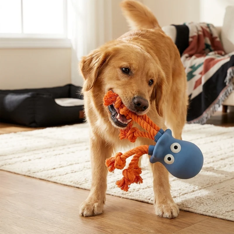 Robustes schwimmfähiges Hundespielzeug aus Dental-Latex mit Seil