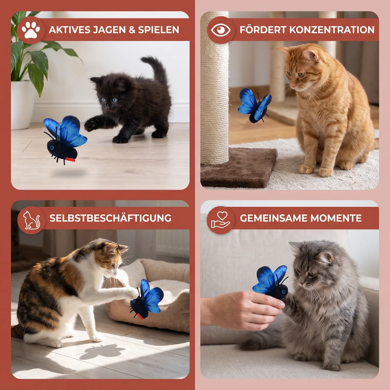 Interaktives flatterndes Schmetterlings-Katzenspielzeug – Automatischer fliegender Teaser