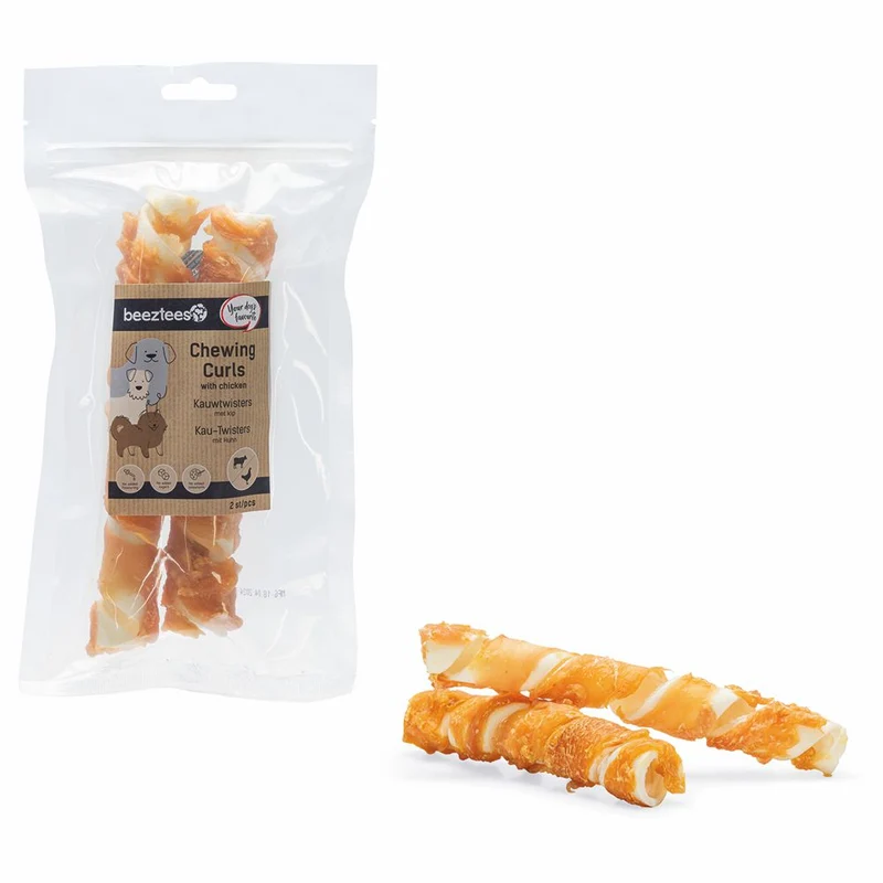 Beeztees Rinderhaut Kau-Twisters - Huhn - 2 Stück - 18 cm - Hundesnack Kausnack Leckerli