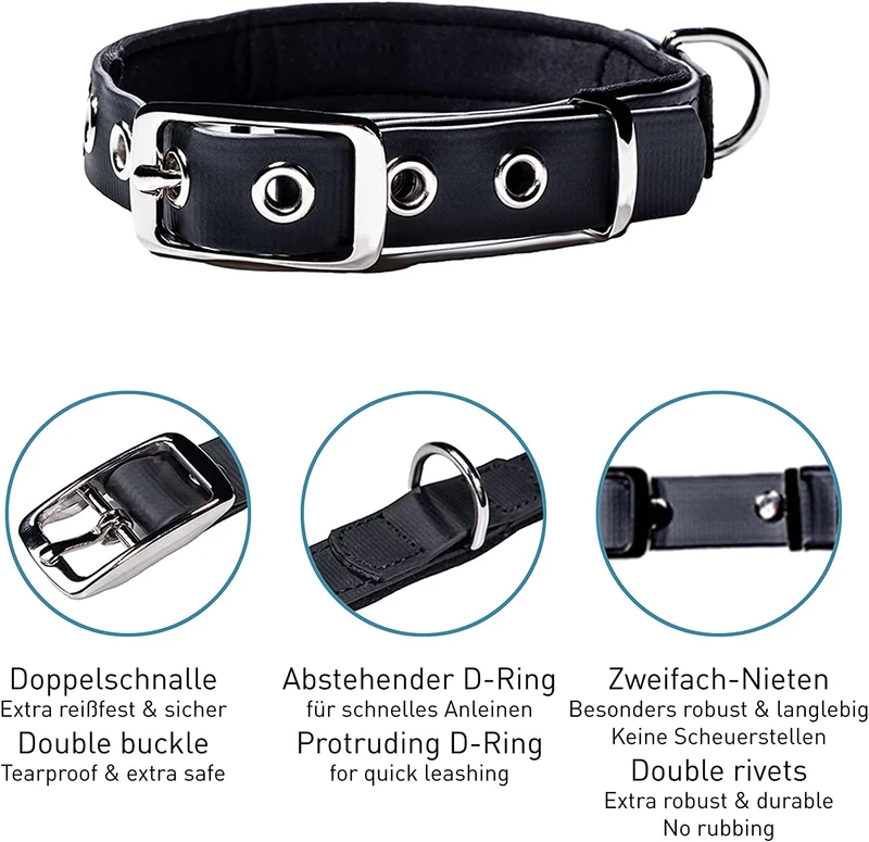 PetTec Halsband aus veganem Trioflex®, schwarz