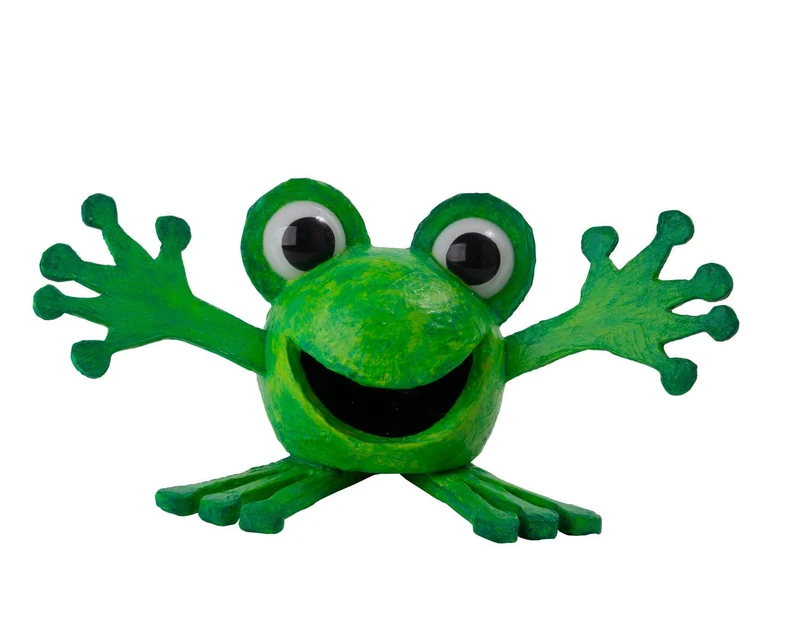 Frosch Deko – Handbemalte Figur aus Kaltschaum | 14cm | Bunter Blickfang