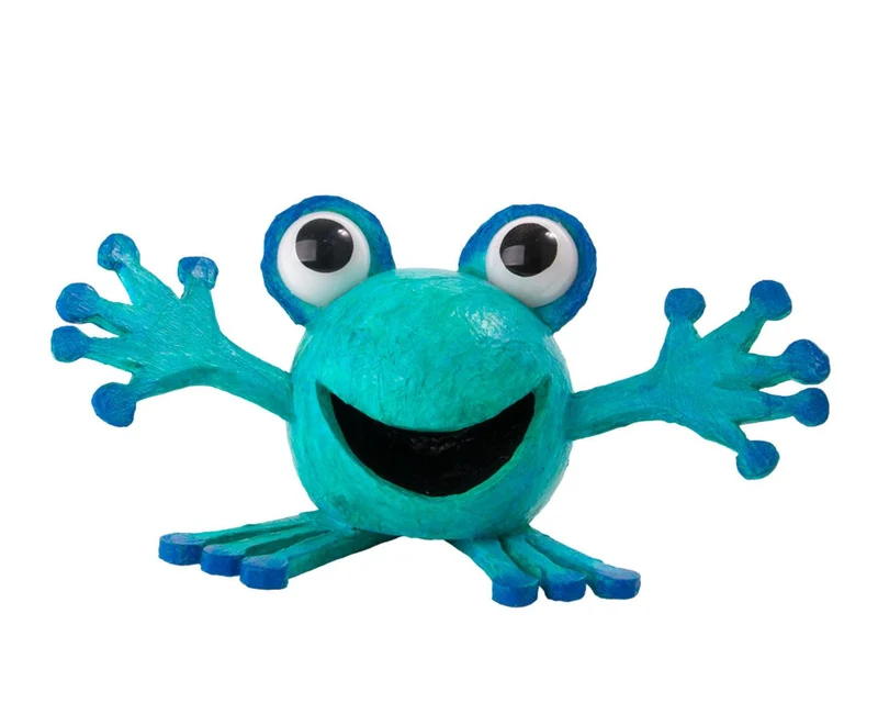 Frosch Deko – Handbemalte Figur aus Kaltschaum | 14cm | Bunter Blickfang