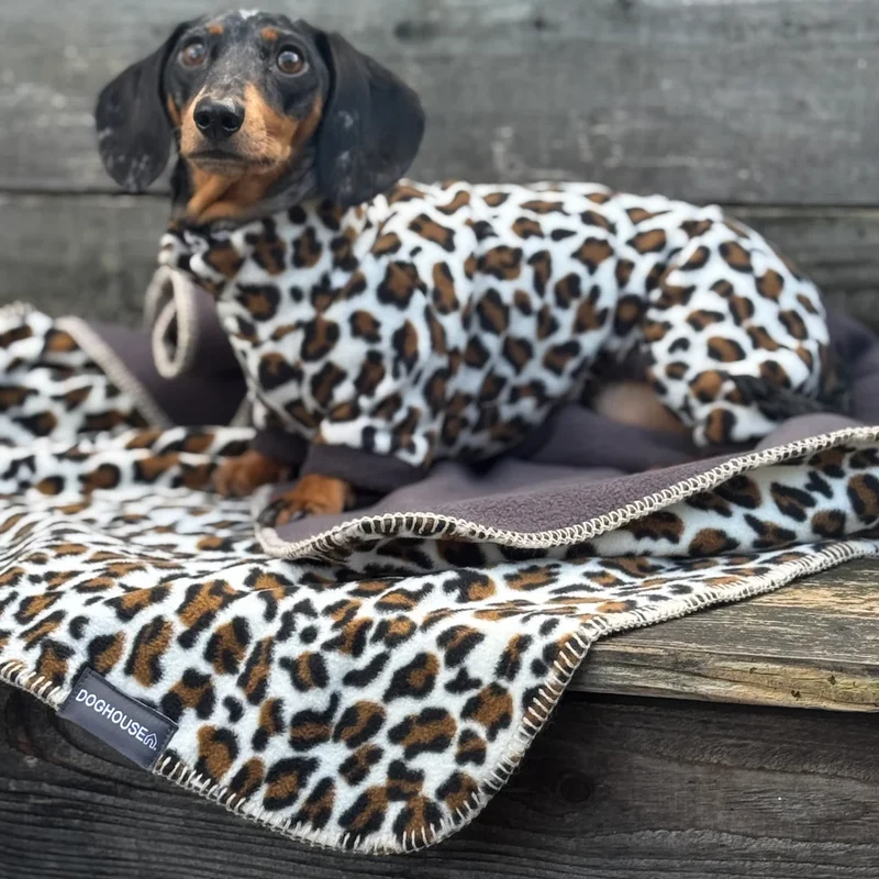 Hundedecke aus Polarfleece | Leo-Muster