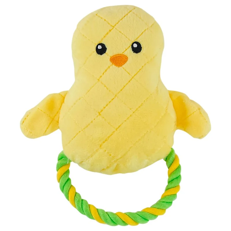 Nobby Plüsch-Hundespielzeug Osterküken - 13 cm - Ostern Plüschspielzeug mit Seil