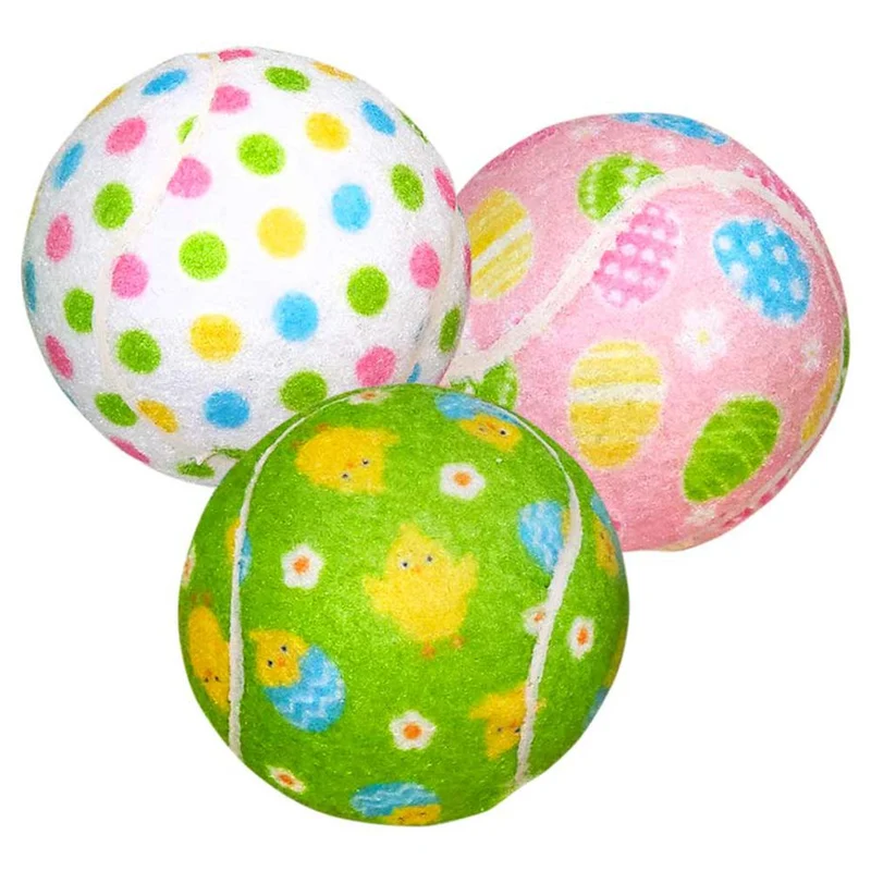Nobby Oster-Tennisbälle 3er Set - 6,3 cm - bunt - Apportierspiel - Ball für Hund