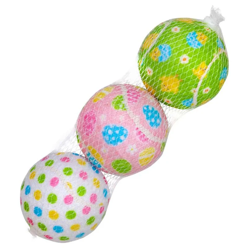 Nobby Oster-Tennisbälle 3er Set - 6,3 cm - bunt - Apportierspiel - Ball für Hund