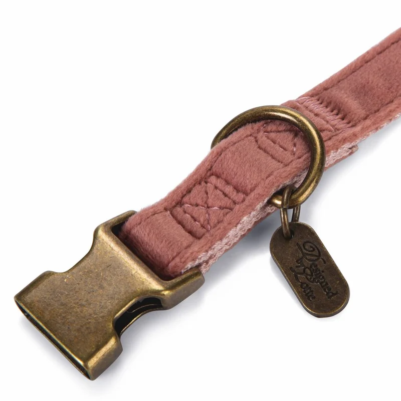 Designed by Lotte Halsband VELURA - XS/S/M/L - grau/grün/rosa - Hundehalsband