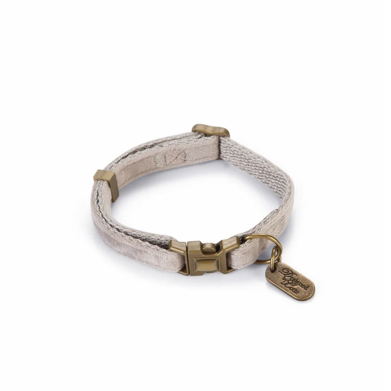 Designed by Lotte Halsband VELURA - XS/S/M/L - grau/grün/rosa - Hundehalsband