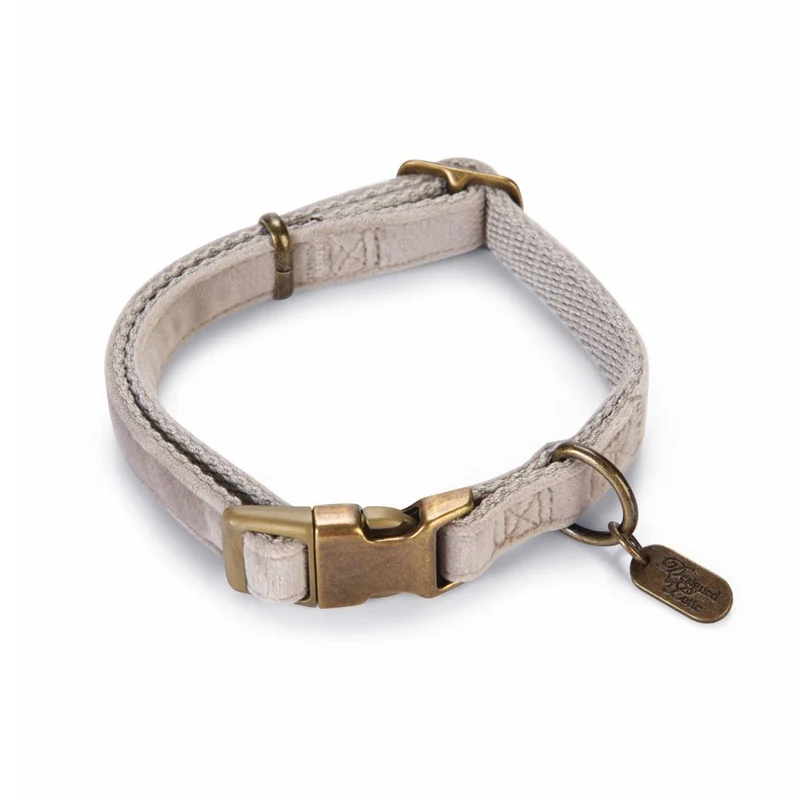 Designed by Lotte Halsband VELURA - XS/S/M/L - grau/grün/rosa - Hundehalsband