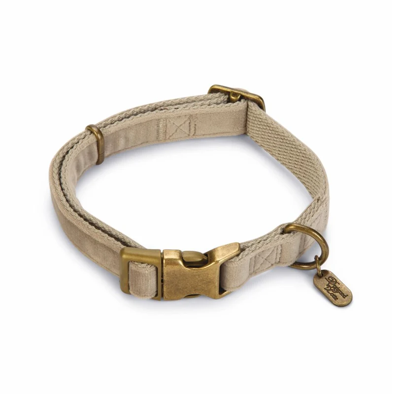 Designed by Lotte Halsband VELURA - XS/S/M/L - grau/grün/rosa - Hundehalsband