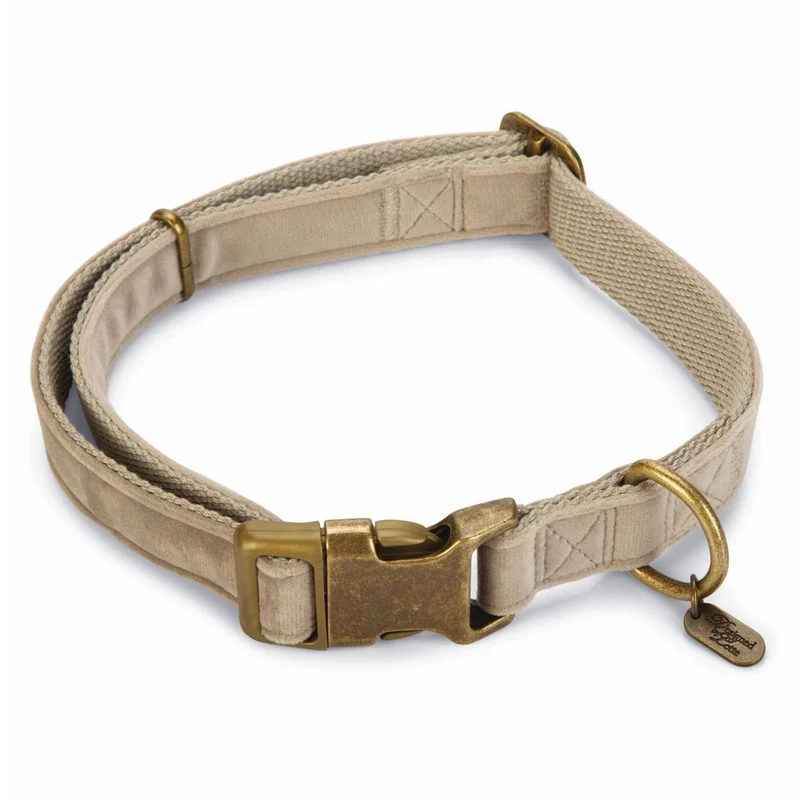 Designed by Lotte Halsband VELURA - XS/S/M/L - grau/grün/rosa - Hundehalsband