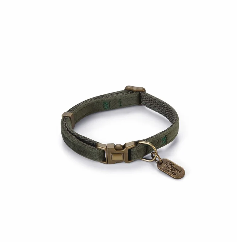 Designed by Lotte Halsband VELURA - XS/S/M/L - grau/grün/rosa - Hundehalsband