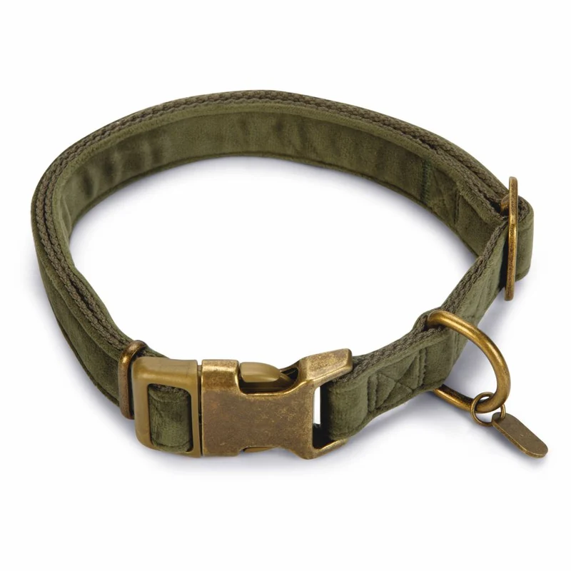 Designed by Lotte Halsband VELURA - XS/S/M/L - grau/grün/rosa - Hundehalsband