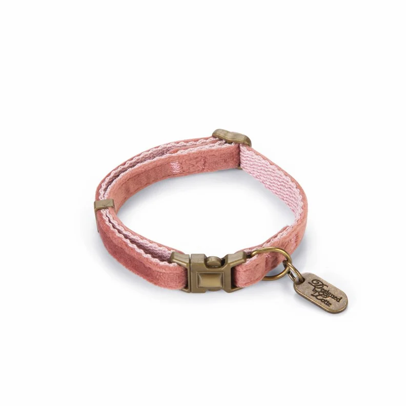 Designed by Lotte Halsband VELURA - XS/S/M/L - grau/grün/rosa - Hundehalsband
