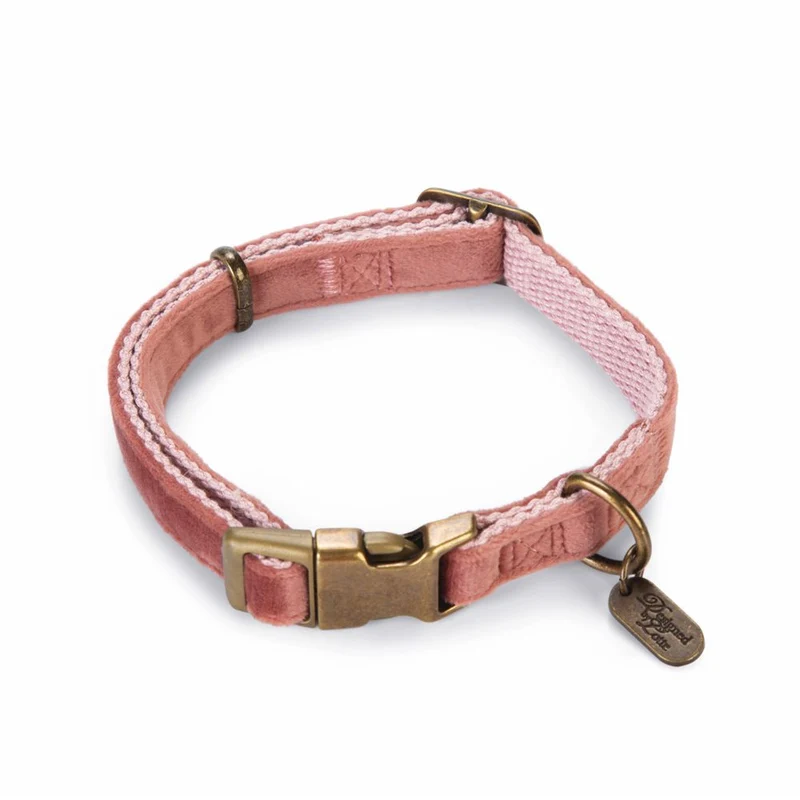 Designed by Lotte Halsband VELURA - XS/S/M/L - grau/grün/rosa - Hundehalsband