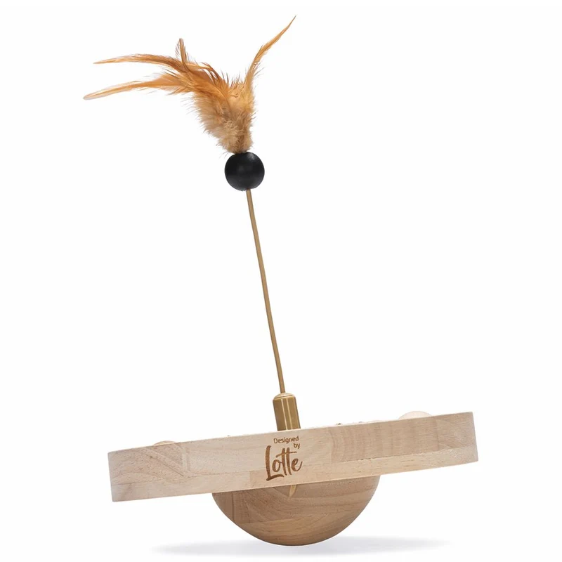 Designed by Lotte Katzenspielzeug WINNI - Ø 22 cm - Holz - 2 Kugeln Kratzbrett