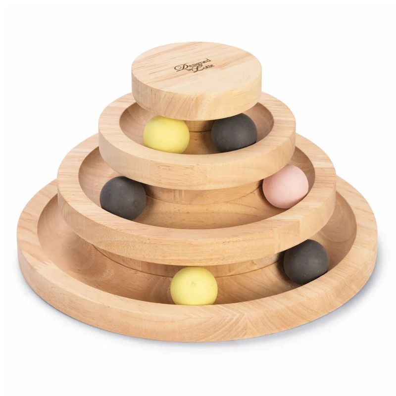 Designed by Lotte Katzenspielzeug MIA - Spielturm - 26 x 14 cm - Holz - 6 Kugeln
